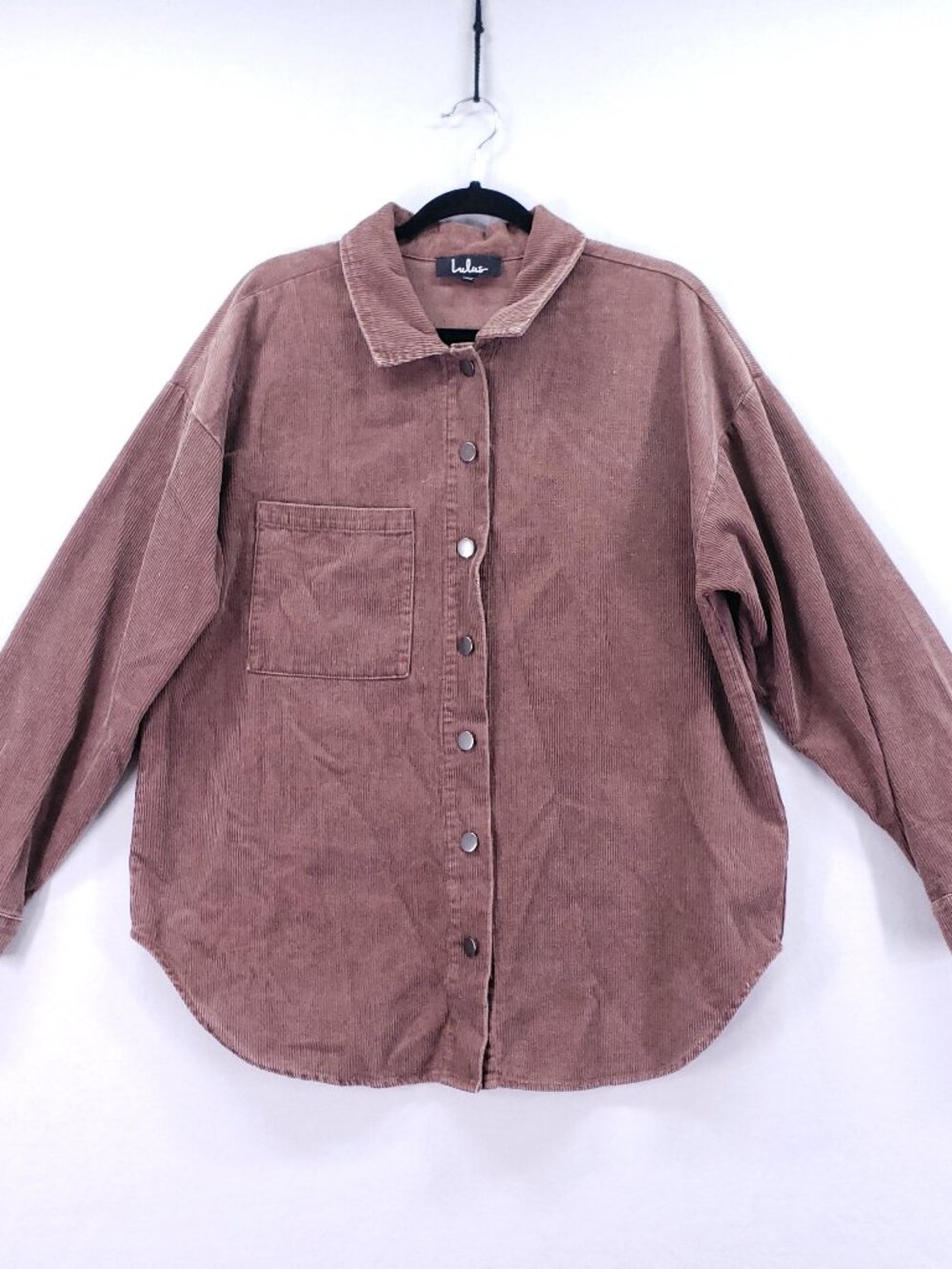 Lulus Shacket Size M Brown Corduroy Relaxed Collar Button Down Chest Pocket